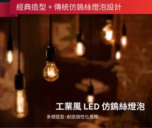 【免運保固兩年】 飛利浦 仿鎢絲燈泡 11.3W LED燈泡 白光 黃光 E27 復古燈泡 愛迪生燈 (5.6折)
