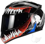 Full Face Motorcycle Helmet, Breathable Scooter Helmet for Women Men Adults, ECE Certified