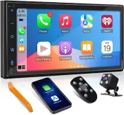 Double-Din Wless CarPlay Stereo Receiver BT Android Auto Car Radio 7" IPS T