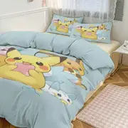 Bed Sheets g713 Pik_achu Print Bedding Set Pattern Duvet Cove Set 3 Pieces 1 Quilt Cover And 2 Pillowcases for Women Men Teens tq713 Bed Sheets