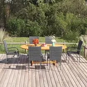 7 Piece Garden Dining Table Set: Outdoor Chairs, Patio Furniture, Rattan Wicker, Small Sets, Chair, Clearance