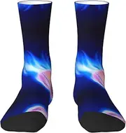 [EdWal] Soft Blue Fire Basketball Ball print Moisture Wicking Socks Sports Socks for Men and Women Warm thermal Boot Hiking Socks