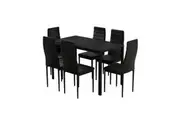 Artiss Dining Chairs and Table Dining Set 6 Chair Set Of 7 Black