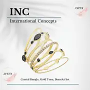 INC, Crystal Bangle, Gold Tone, Bracelet Set
