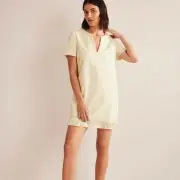 NWT BODEN Fringe Hem Mini Shift Dress Ivory 6 Long