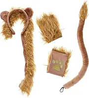 [BESPORTBLE] 1Set Lion Costume Props Set for Role Play with Hair Hoop Fake Tail Lion Gloves for Dress Up Cosplay Fun Animal Play