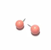 Coral Ball Vintage Lucite Stud Earrings