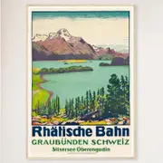 Galrie Rhaetian Railway Graubünden Switzerland Vintage Travel Poster Art Print Décor, Wood Frame, A3 30 x 42cm (12 x 16inch)