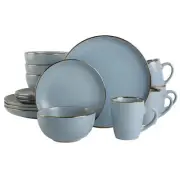 Gibson Home Rockaway Gold 16-Piece Stoneware Dinnerware Set - Matte Blue