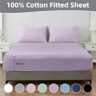 100% Pure Cotton Deep Fitted Sheet Cover Single/Double/Queen/King/KS Size Bed AU