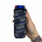 12oz Slim Can Handler - Back the Blue USA Flag Design- for Beers and Soft Drinks
