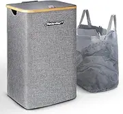 Spadar Laundry Basket with Lid, 100 L Foldable Laundry Basket with Laundry Bag, XXL Laundry Hamper, Laundry Box for Dirty Laundry, Laundry Baskets, Large Laundry Baskets, Double Handle Laundry Bin