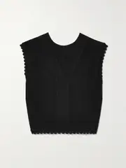 [Victoria Beckham] Victoria Beckham - Cropped Stretch-knit Tank - Black - UK 16 UK 16 Black