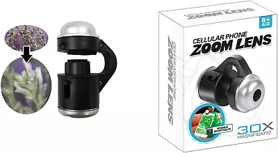 30X Zoom Bright LED Stereo Microscope Magnifier Clip-On Cell Phone Camera Lens