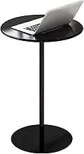 Round Bar Height Cocktail Table, Bistro Pub Table, Modern Pedestal Metal Negotiation Side Table for Home, Office, Kitchen, Dining Room, Bistro, Cocktail, Black(40x50cm)