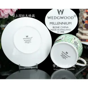 【擎上閣】英國製Wedgwood 1998世紀千禧紀念骨瓷咖啡杯情侶結婚對杯