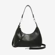 GGP Black Women'S Trendy Pu Leather Shoulder Bag Fashionable Underarm Hobo Bag With Adjustable Strap