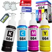 For Epson 664 Ink Refill Bottles 4 Bottle Kit (Black, Cyan, Magenta, Yellow)