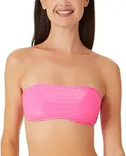 [California Waves] Juniors Pink Metallic Shine Bandeau Bikini Top