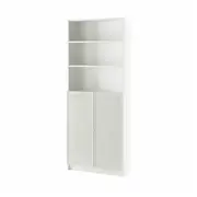 BILLY / HÖGBO bookcase with glass doors, white, 80x30x202 cm