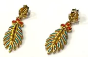 HERITGE MUSEUM REPLICAS 1" STUD EARRINGS HAND ENAMELED GOLD PLATED #1991