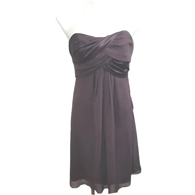 David's Bridal Brown Chiffon Crinkled Lined Strapless Dress Sz 2 NEW