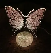 Butterfly 3D Night Light Color Changing Illusion Lamp Birds Fan Birthday Gift