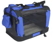 YES4PETS Small Foldable Pet Soft Dog Cat Puppy Rabbit Crate Bag With Curtain-Blu