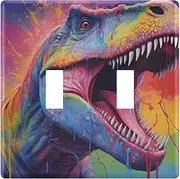 AIXIWAWA Switch Plate Painting Dinosaur Print, 1 Pack Home Decor Wall Plates 2-gang with Screw Size 4.56x4.48x0.27 in