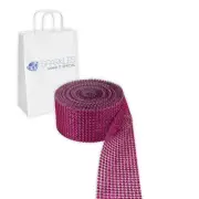 Fuchsia 12 Row Diamond Rhinestone Ribbon Trim Mesh Wrap 1 Yard - Wedding lr