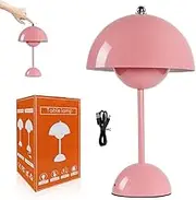 YANGUN LED Flowerpot Table Lamp, Wireless Battery Mushroom Lamp, Dimmable With 3 Brightness Modes, Touch Control, Retro Desk Lamp for Bedroom, Office, Bars
