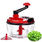 Manual Food Chopper, Hand Crank Food Processor, Multifunctional Quick Manual Vegetable Processor, Quick Vegetable Processor with Crank Folding Handle for Garlic, Salad, Ice