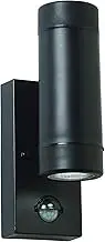 Icarus PIR Outdoor Lights - Security Lights with Motion Sensor - GU10 LED Up Down Black Outdoor Wall Lights - IP44 Weatherproof Wall Lights