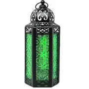 Vela Lanterns Decorative Candle Lantern Holders - Green Glass, Medium