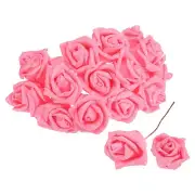 50pcs Glitters Roses Artificial Flowers, Fake Roses with Stems, Pink