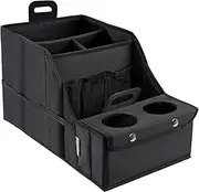Car Seat Organizer Backseat Car Storage Box, Foldable Vehicles Organizer with 11 Storages Compartments & 2 Cup Holders, Travel Car Storage Basket for Truck Trunk Van