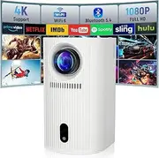 Mini Projector 4K 1080P, Mini Projector 200 ANSI Lumens, Portable Video Projector, Automatic Vertical Correction and WiFi 6/BT5.4, A New Generation of Closed Smart Projectors