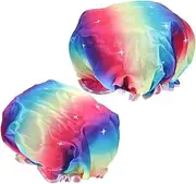 FOYTOKI 2pcs Shower Cap Bath Cap for Long Hair Shower Hats for Shower Hat Women Bath Caps Washable Shower Hats Waterproof Shower Hat Bathroom Cap Hair Washing Caps Tomorrow