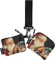 [XYMZR] Mini Zip Around Wristlet keychain Wallet Christmas Santa Crystal Ball for Women Personalized Pattern Detachable Dual Pouch Wristlet Portable Wallet Phone Coin Purse, Multi-colored, One Size
