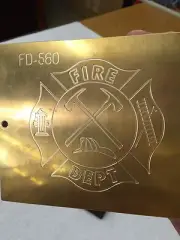 FIRE DEPARTMENT MASTER TEMPLATE BRASS ENGRAVING PLATE FOR NEW HERMES FONT TRAY