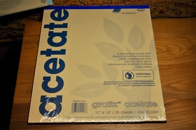 Biodegradable Clear Acetate 11" x 14" 0.003" Thick 25-Sheet Pad