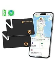 [NOVOO] Thinnest SmartCard Wallet Tracker 1.6mm, 6-Year Battery Life,Works with Apple Find My(iOS Only),Smart Bluetooth Tracker Thin GPS Item Finder for Purse,Luggage Tag,Passport,IP68 Waterproof 2 Pack