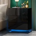 Bedside Table RGB LED Nightstand Cabinet w/ 3 Drawers Side Furniture White Black