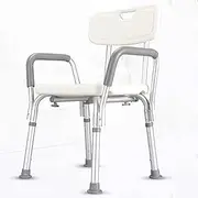 Elderly Bath Stool Aluminum Alloy Non-Slip Bath Chair for Pregnant Women with armrests for The Disabled (Size: L54CMXW44CMXH85CM) (Color : White)