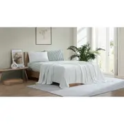 Ardor Boudoir Single Frankie Stripe Reversible Bed Sheet/Pillowcase Set Sage