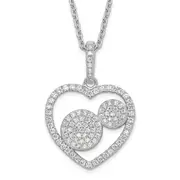 Sterling Silver & Cz Brilliant Embers Polished Heart Necklace