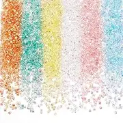 OLYCRAFT 60g 6 Colors Bingsu Beads 3mm Mixed Colorful Iridescent Crispy Bingsu Beads Soft Straw Tube Bead Iridescent Straw Beads for Crunchy DIY Craft Supplies Vase Filling Wedding Table Decoration