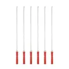 6pcs Kebob Skewers 40cmx5.92mmx1.66mm Flat Sticks with Plastic Red Grip Handle