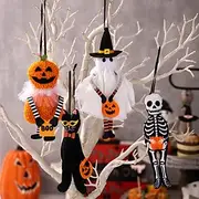 Halloween Plush Hanging Ornaments , Cute Pumpkin Black Cat Ghost Skull Decoration for Home Party, Small Soft Halloween Wall Hanging Decor