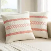 Set of 2 Boho Decorative Pillow Covers 20x20 20" x 20" (Pack of 2) Coral Red